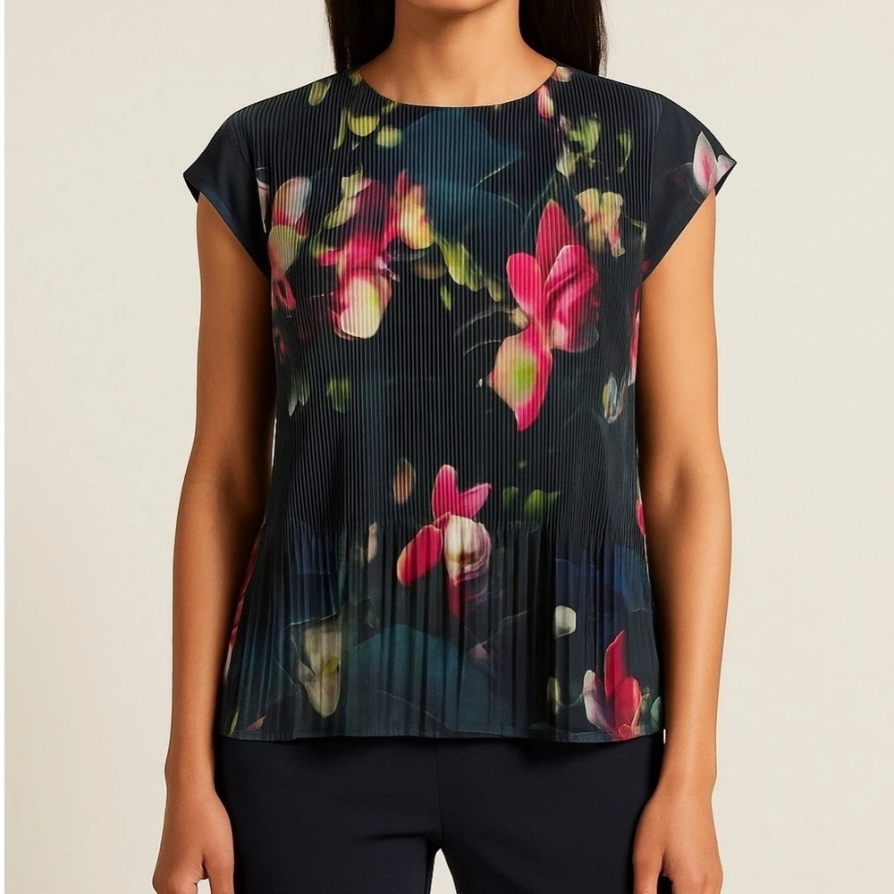 Ted Baker Black Floral Pleated Blouse 1
